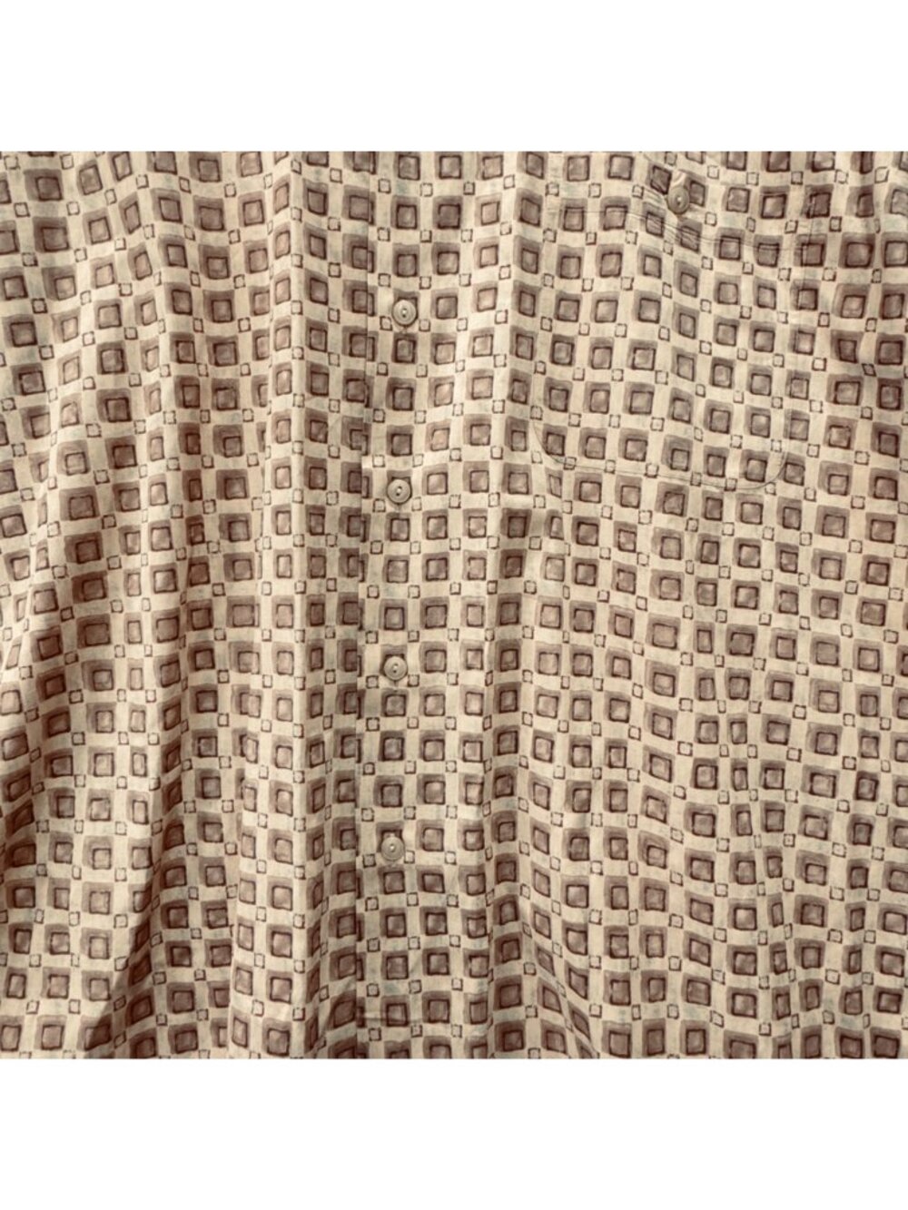 Vintage Burma Bibas 60s Single Lawn Retro XL Shirt SS Geometric Cotton Hong Kong - Picture 5 of 9